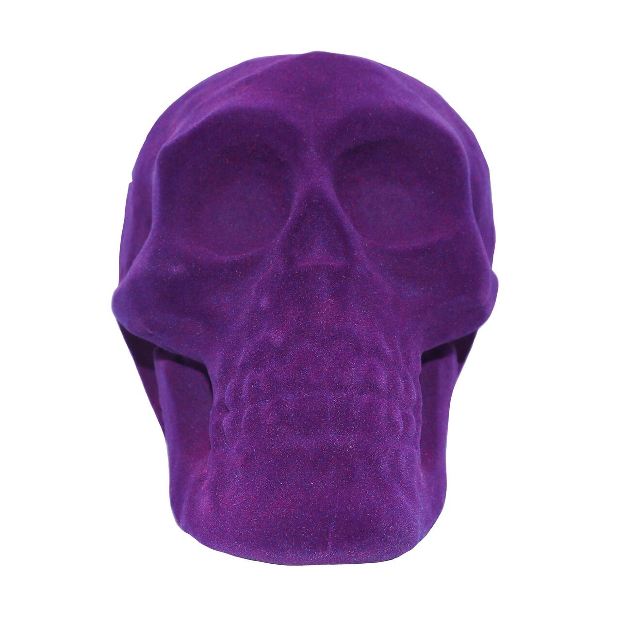 8&#x22; Purple Flocked Skull Tabletop D&#xE9;cor by Ashland&#xAE;